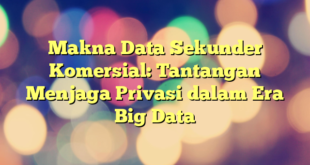 Makna Data Sekunder Komersial: Tantangan Menjaga Privasi dalam Era Big Data