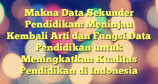 Makna Data Sekunder Pendidikan: Meninjau Kembali Arti dan Fungsi Data Pendidikan untuk Meningkatkan Kualitas Pendidikan di Indonesia